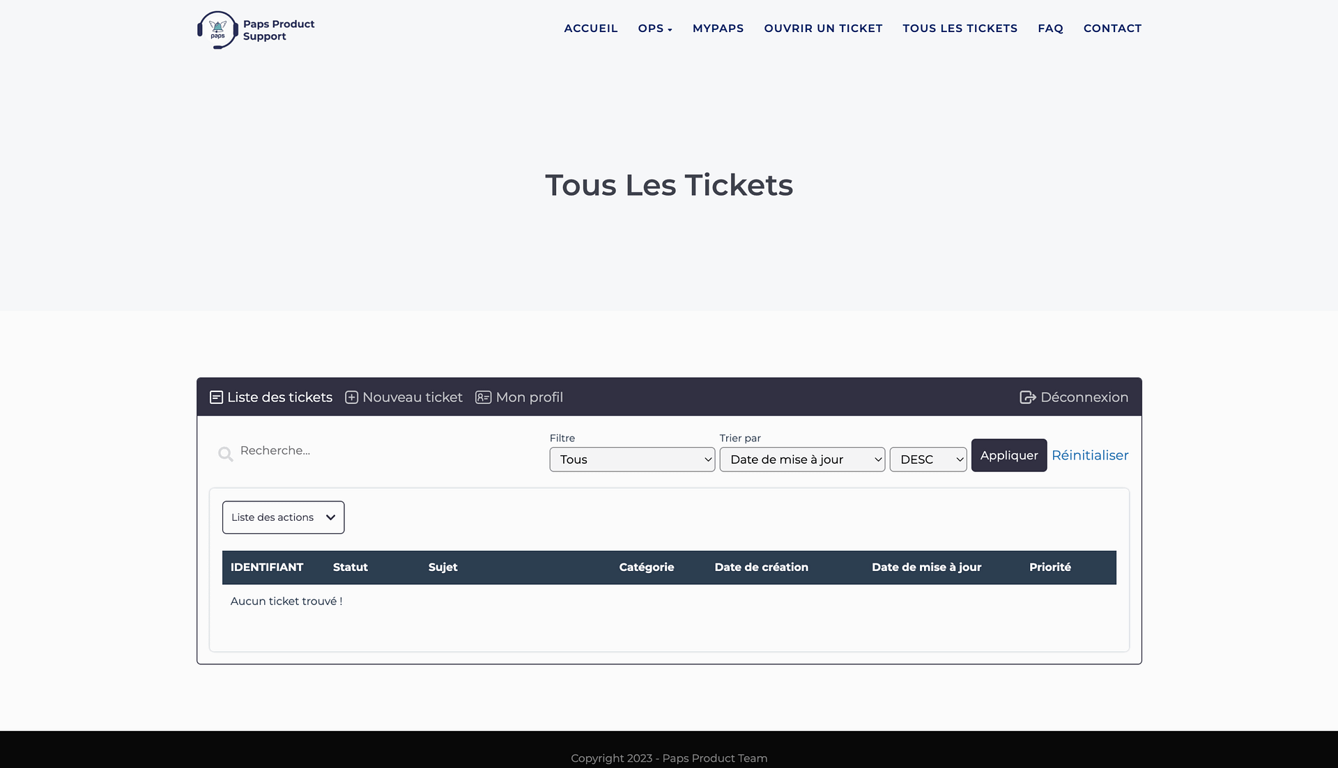 1. Ticket listing